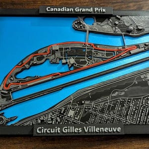 3D-circuitkaart Canadese Grand Prix – F1-muurkunst, Formule 1-circuitdecor, motorsportcadeau