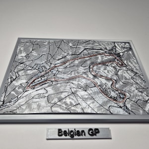 3D-circuitkaart van de Belgische Grand Prix – F1-muurkunst, Formule 1-circuitdecor, motorsportcadeau