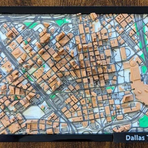 3D-geprinte stadsplattegrond van Dallas, moderne stedelijke muurkunst, cadeau topografische kaart, decor stedelijk landschap, 3D-stratenkaart, cadeau aangepaste stadskaart