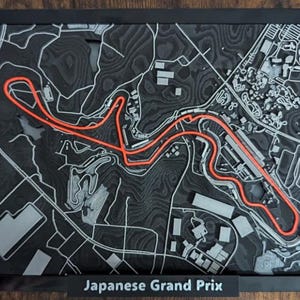 3D-circuitkaart Japanse Grand Prix – F1-muurkunst, Formule 1-circuitdecor, motorsportcadeau