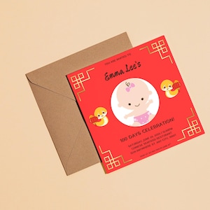 100 Days Baby Celebration - Editable Invitation Template