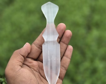 Selenite Crystal Athame Knife: Energy Cleansing & Altar Decor
