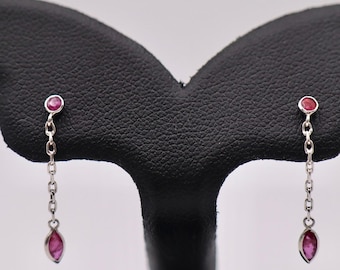 Sterling Silver Ruby Drop Earrings