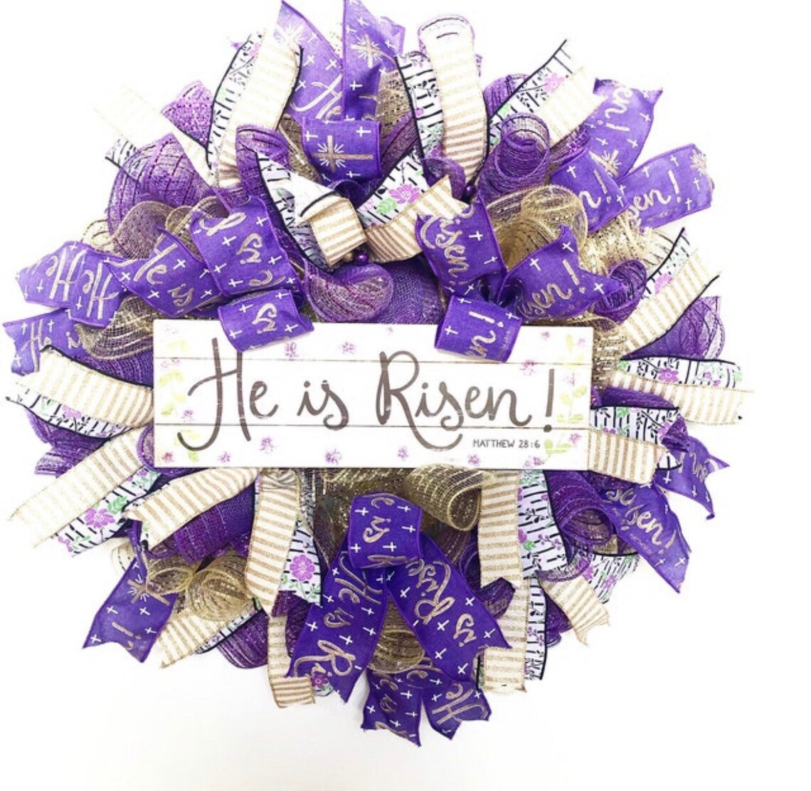 GOLD He is Risen PURPLE CANVAS Wired Ribbon 2 1/2 Etsy