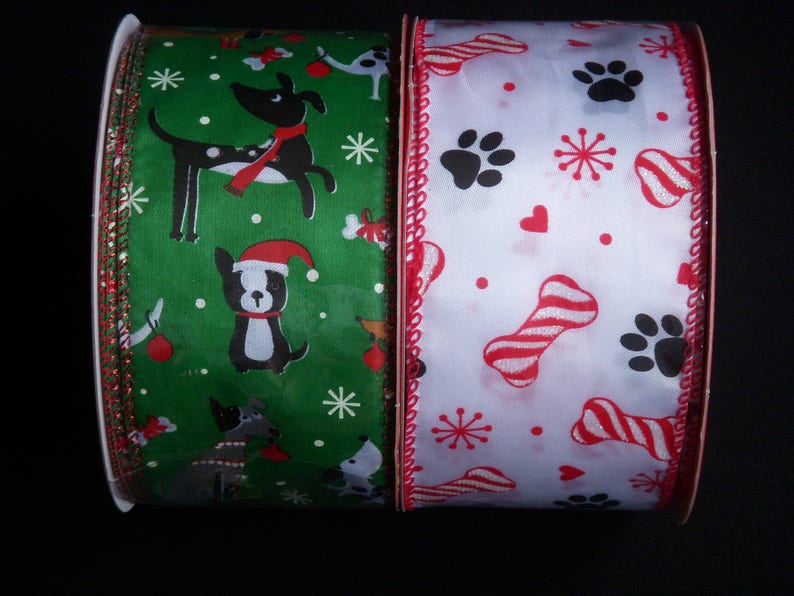 10 Yards Pawprint Paw Print Dog Cat Black White Wired Ribbon 1 1//2/"W