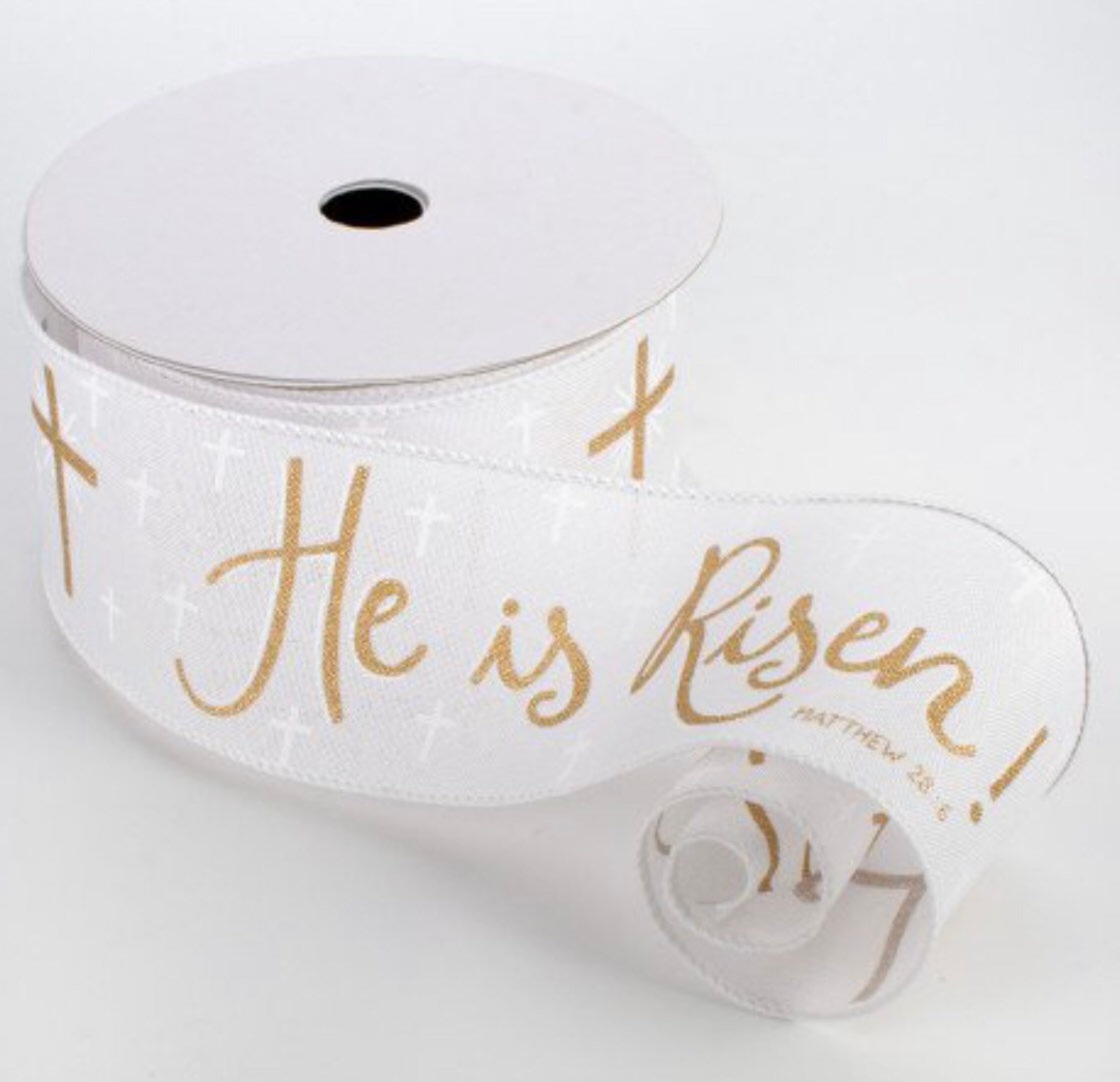 GOLD He is Risen WHITE CANVAS Wired Ribbon 2 1/2 Etsy