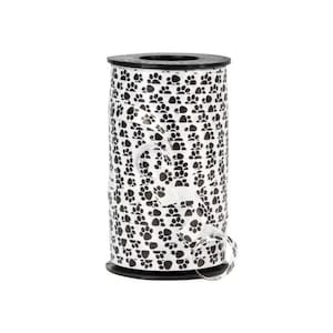 750 Ft SPOOL Black Cat Dog Feline Doggie Canine Kitty Doggy Paw Print Pet Paws Pawprint 3/8" Curling White Ribbon 250 Yds 100% Polypropylene