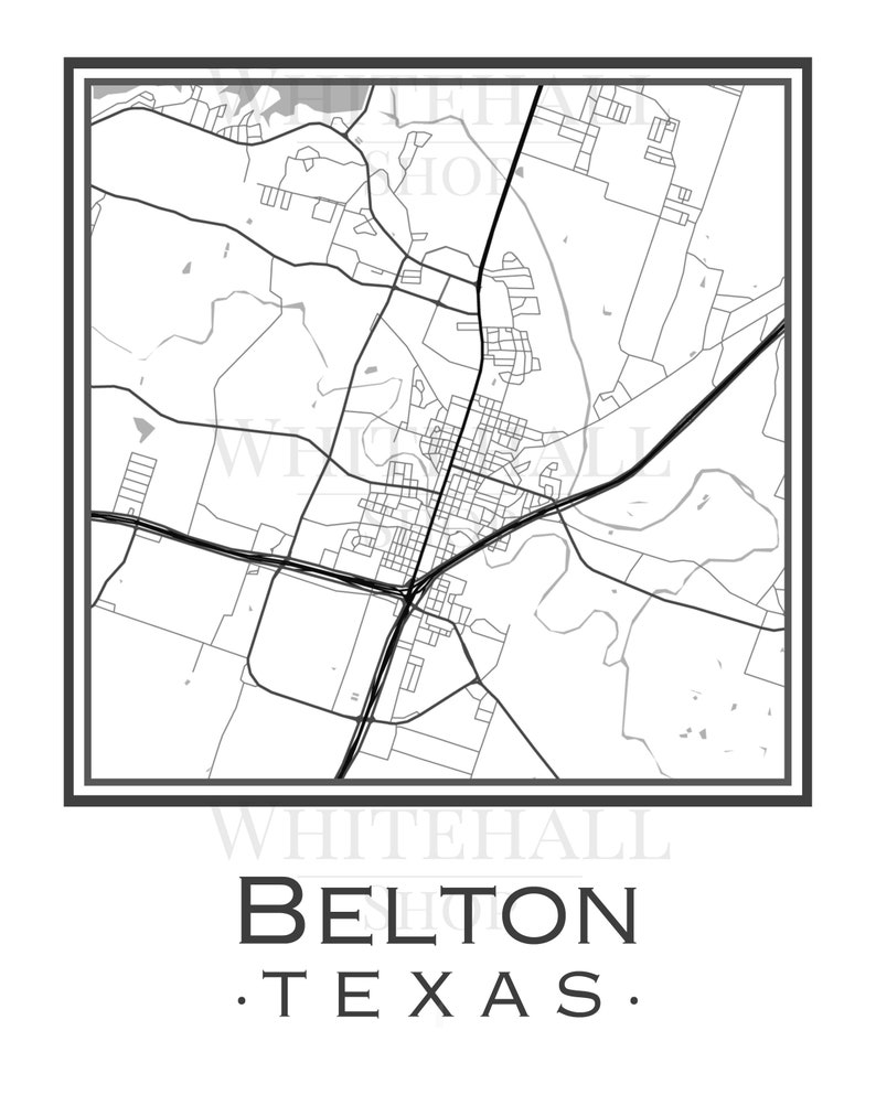 Belton Texas Map digital Download - Etsy