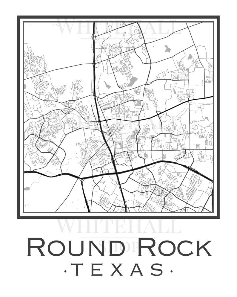 Round Rock Texas Map digital Download Etsy