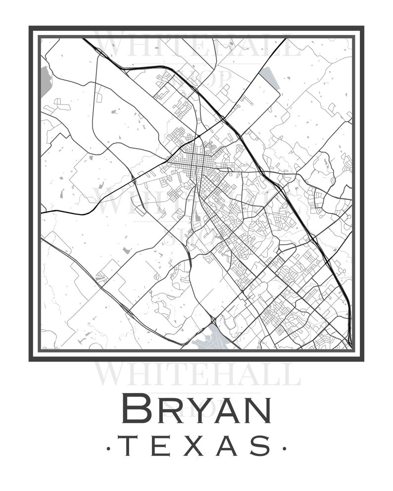 Bryan Texas Map digital Download Etsy