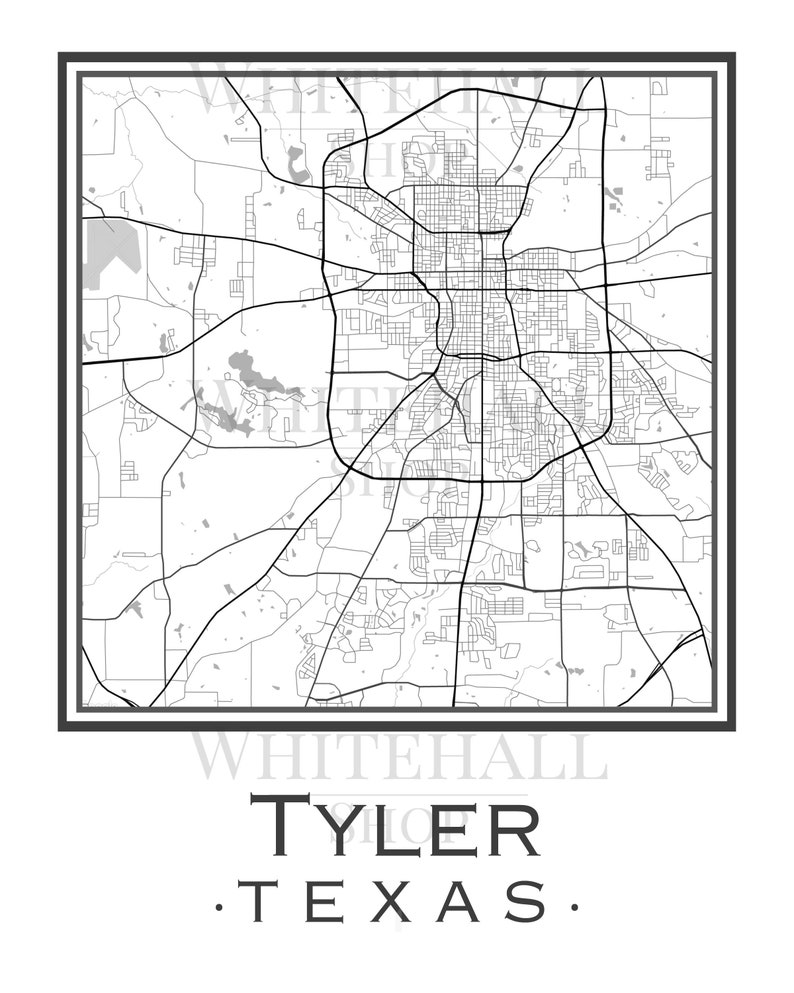 Tyler texas map digital download etsy