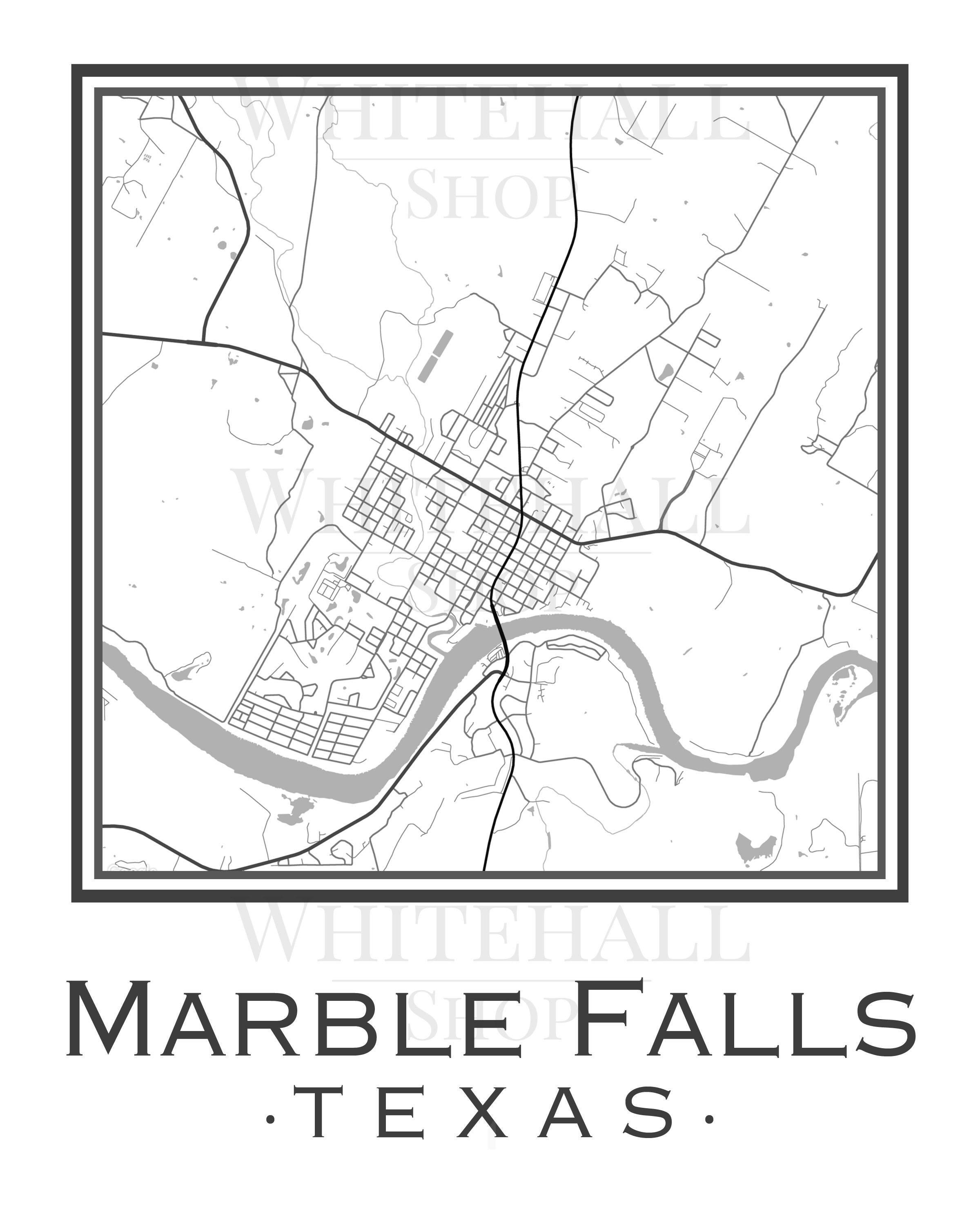 Marble Falls Texas Map digital Download Etsy