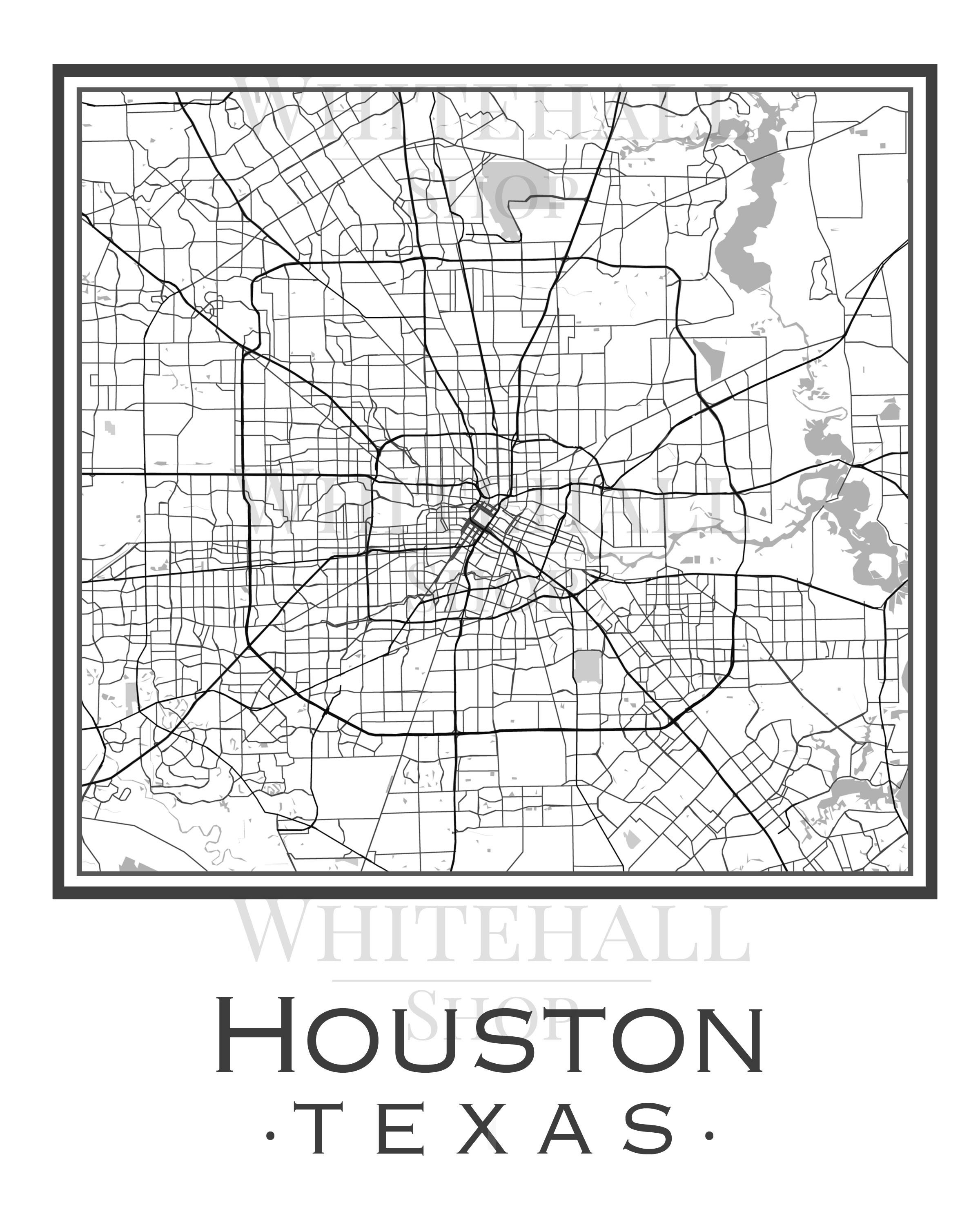 Houston Texas Map digital Download Etsy