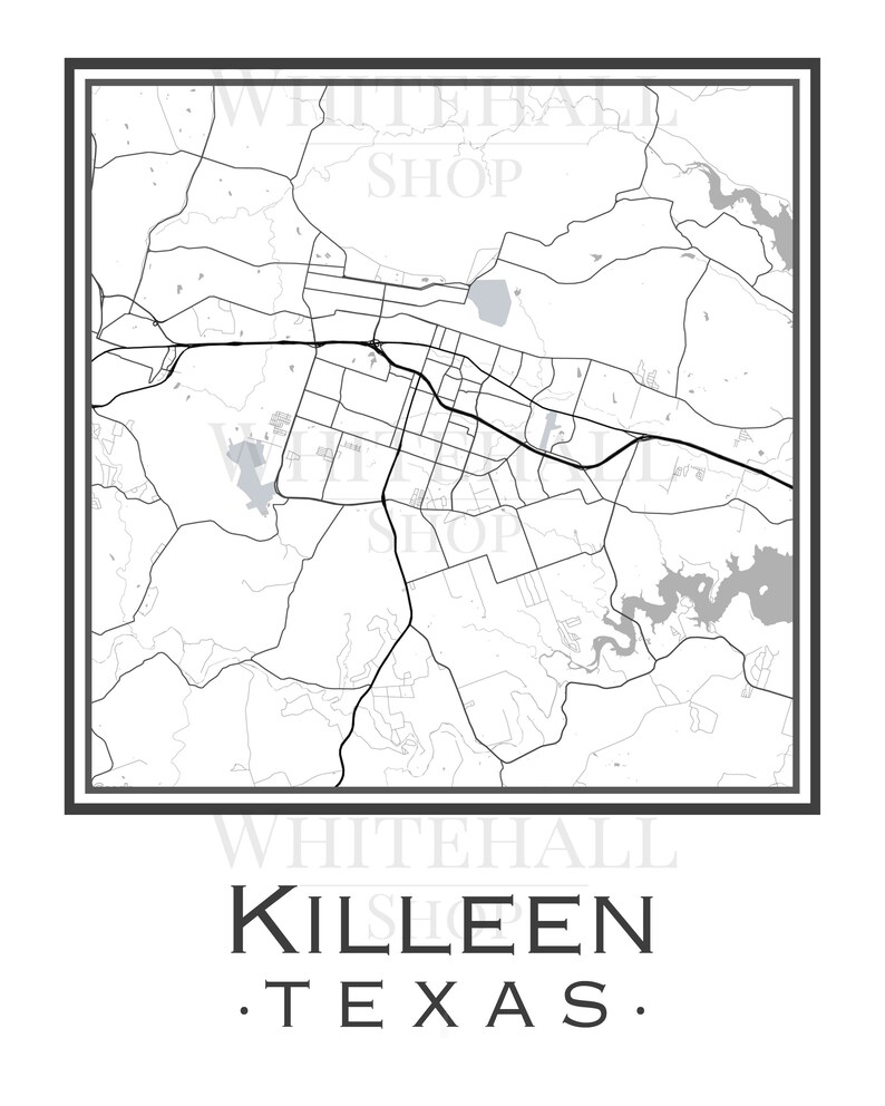 Killeen Texas Map digital Download Etsy