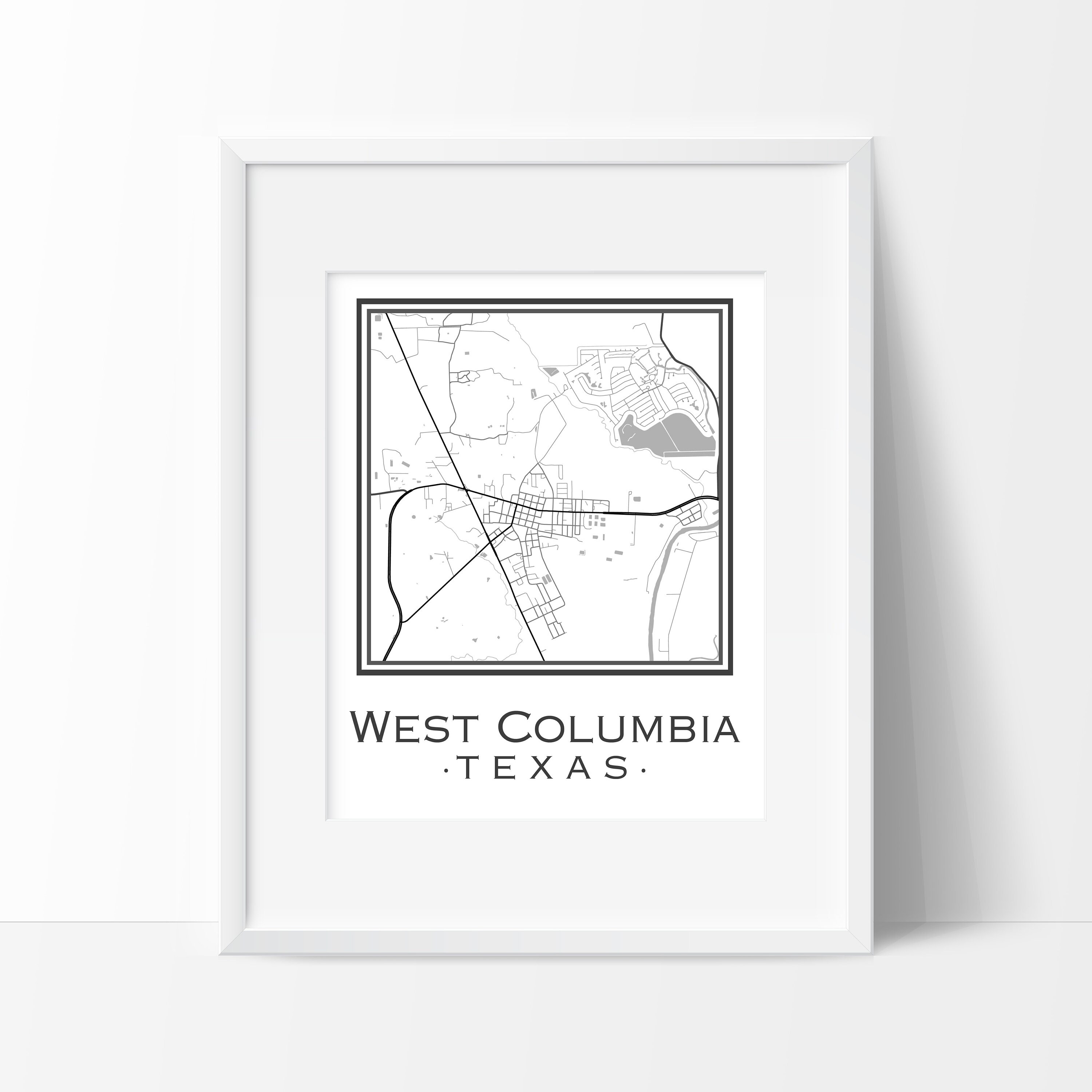 West Columbia Texas Map digital Download Etsy