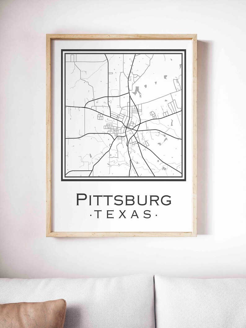 Pittsburg Texas Map digital Download Etsy