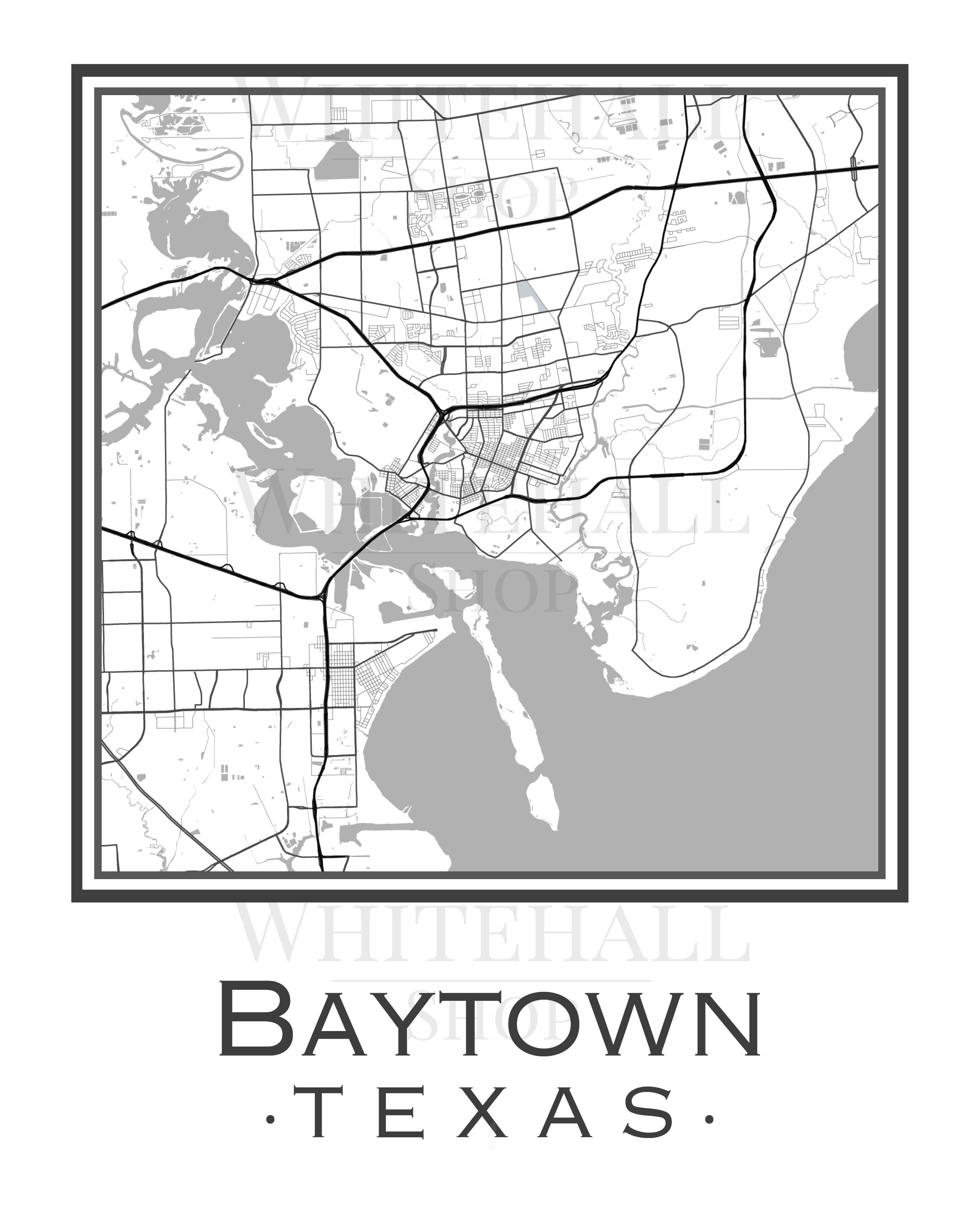 Baytown Texas Map digital Download Etsy