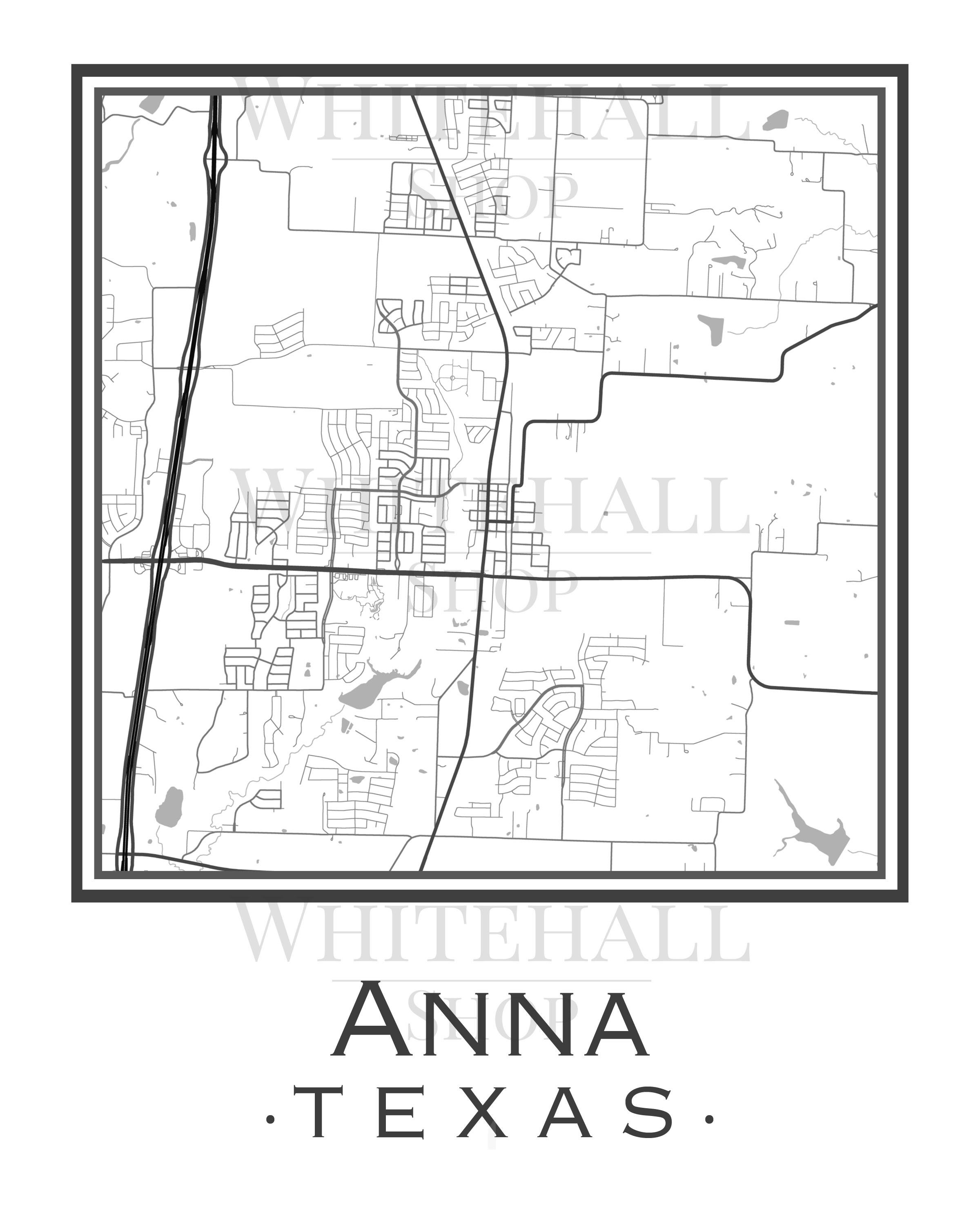 Anna Texas Map digital Download Etsy