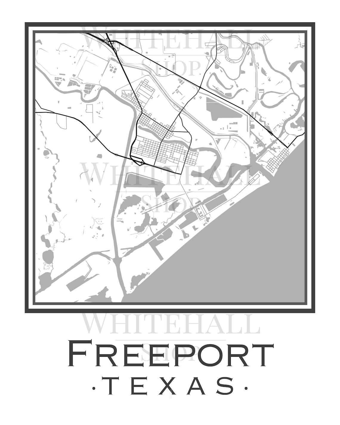 Freeport Texas Map digital Download Etsy