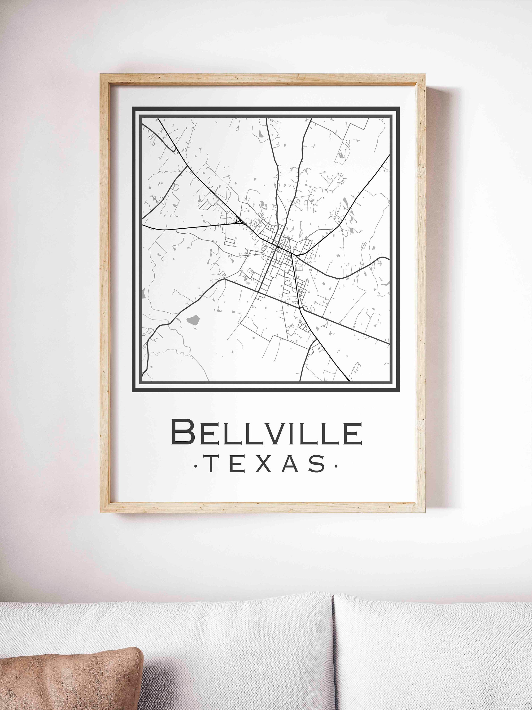 Bellville Texas Map digital Download Etsy