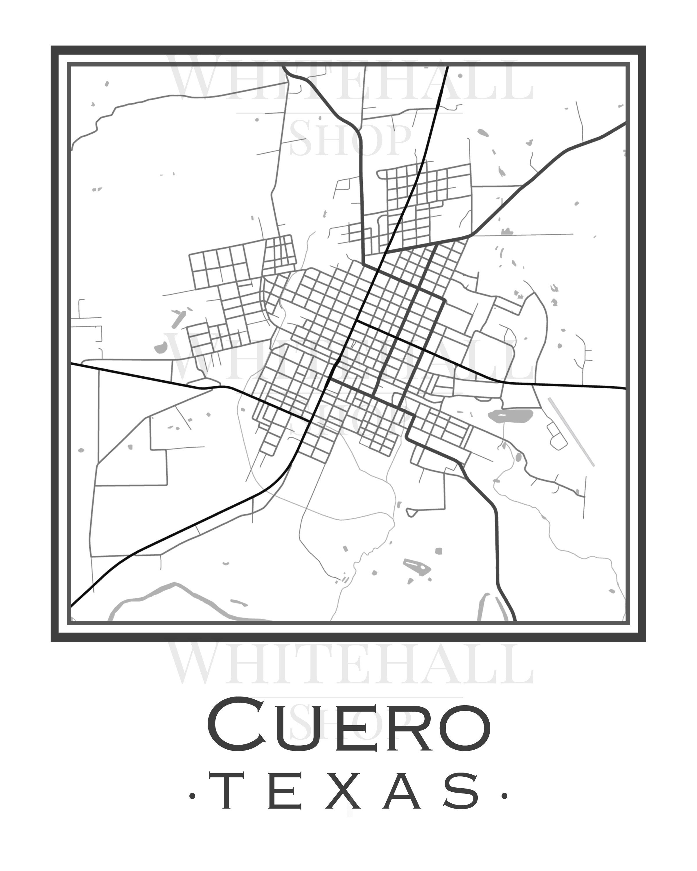 Cuero Texas Map digital Download Etsy