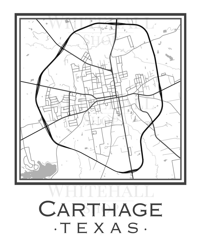 Carthage Texas Map digital Download Etsy
