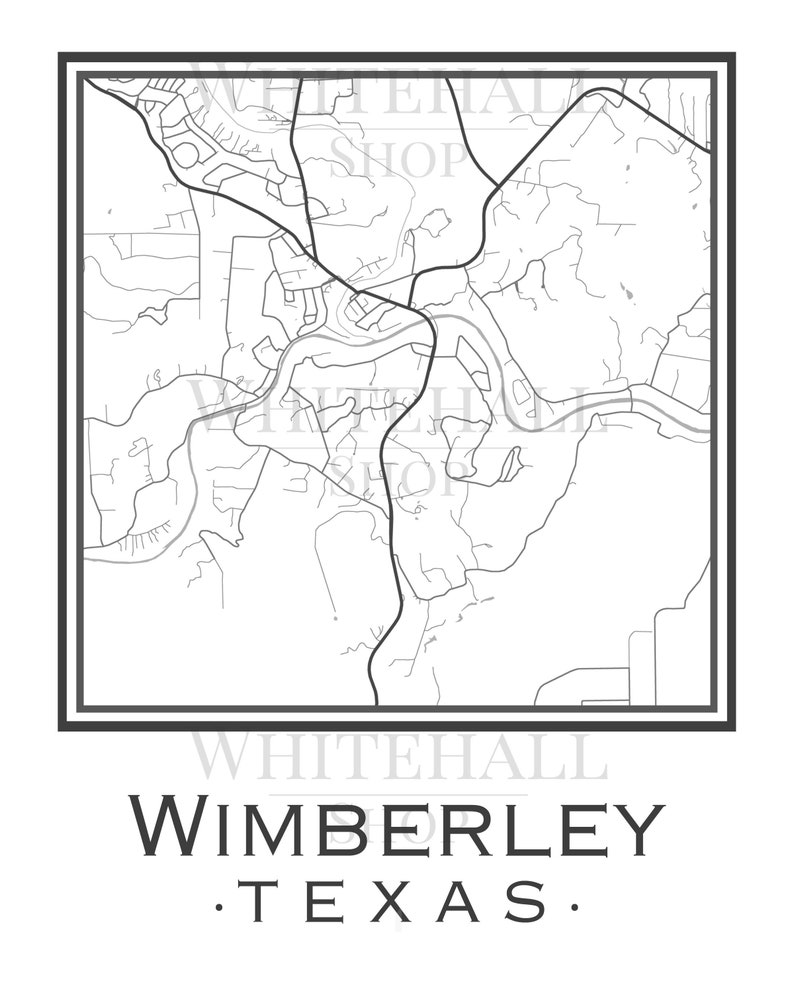 Wimberley Texas Map digital Download Etsy