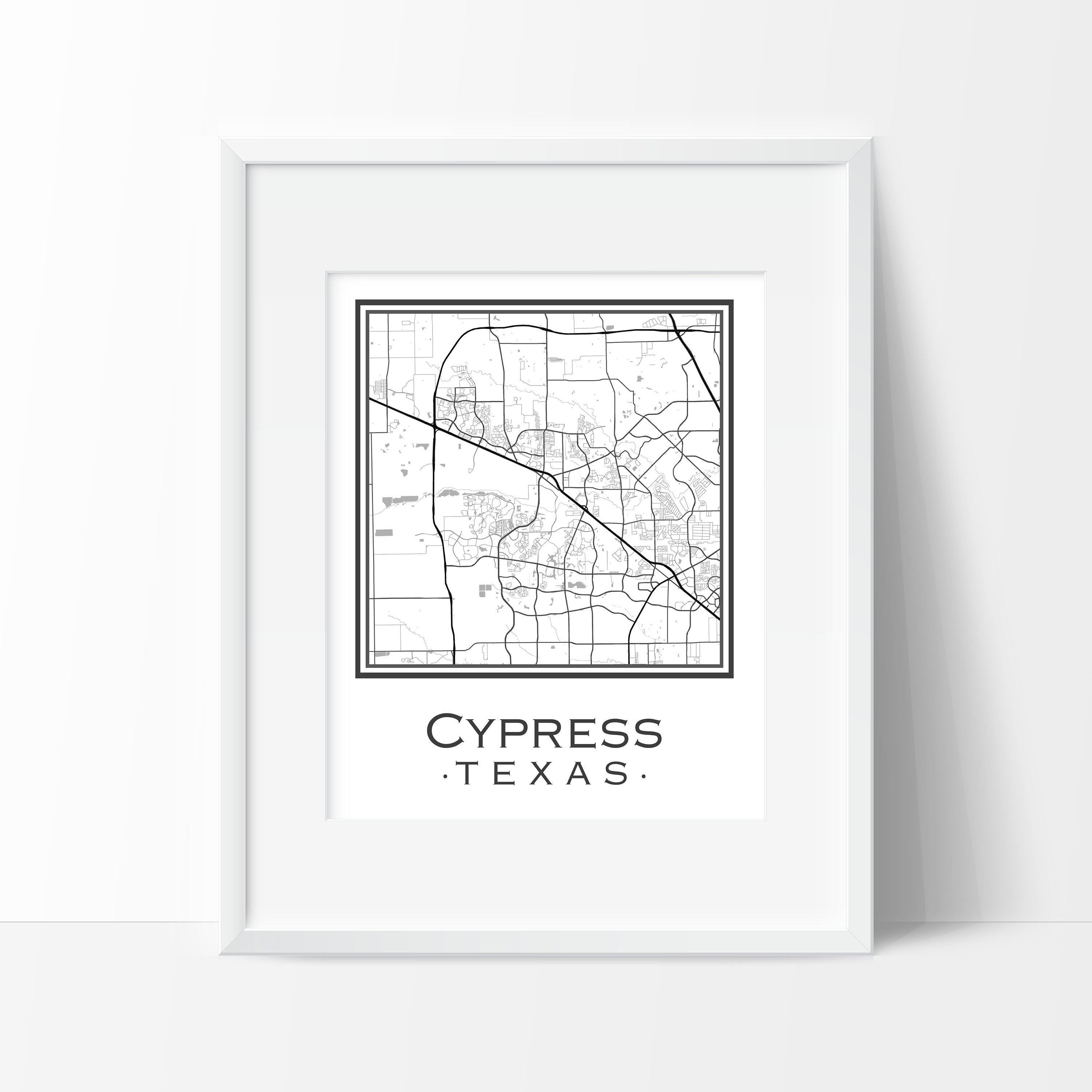 Cypress Texas Map digital Download Etsy