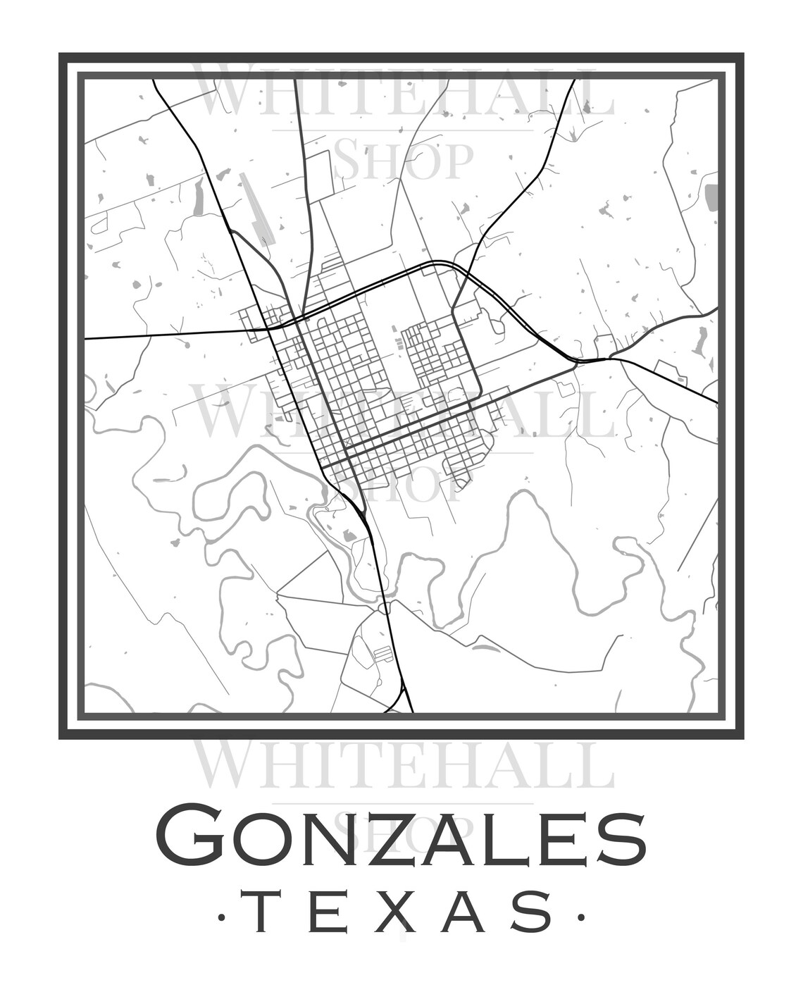 Gonzales Texas Map digital Download Etsy
