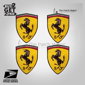 Buy 2 Get 2 Car Racing Ferrari Logo Embroidery Patch 4&quot; Automobile Iron On Sew On Jersey Patches Iron On Sew On Ship From USA