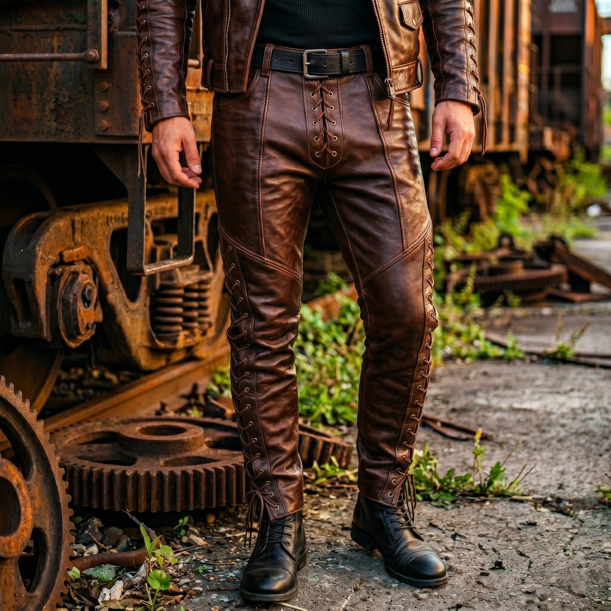 Lace Fly Leather Pants - Etsy