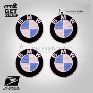 Pack Of 4 BMW Logo Embroidery Patch 3&quot; Round Car Racing Automobile Iron On Sew On Ship From USA
