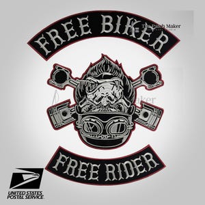 Set of Free Biker Free Rider Biker Embroidery Patch Iron on Sew on Ship From USA
