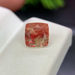 Natural Red Oregon Sunstone Cushion Shape Loose Healing Crystal Jewelry Making 1.10 Carat 6.30x6.30x4.30MM