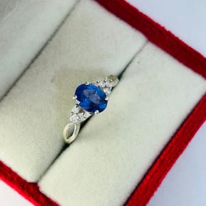 Oval Tanzanite Engagement Ring: 925 Sterling Silver, Gold Plated