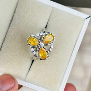 Lab Yellow Sapphire Ring Engagement Ring Woman Gift Ring Statement Ring Gift For Her Handmade Sapphire Ring Vintage Sapphire Ring