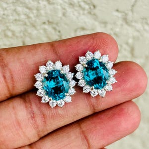 Paraiba Tourmaline Teardrop Earrings 925 Sterling Silver Earrings Gift For Her Vintage Neon Blue Tourmaline Earring Oval Paraiba Earrings