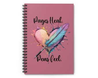 Healing Pages Spiral Notebook - Ruled Line, Writing Notepad, Journal for Pens Feel, Stationery Gift, Guided Writing Notebook