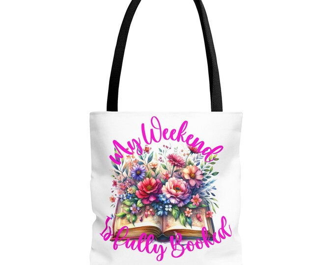 Featured listing image: Weekend Book Lover Tote Bag, Floral Tote, Gift for Readers, Book Bag, Personalized Book Tote, Travel Tote, Beach Bag