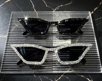 2 Pairs Rhinestone Crystal Embellished Sunglasses