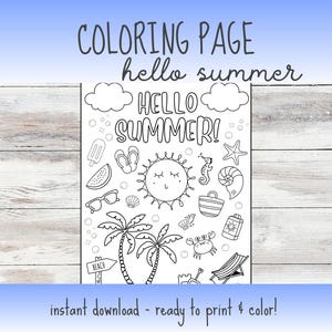 Hello Summer Coloring Page for Kids & Adults | Beat Summer Boredom | Bold, Easy, and Minimalist | Summer Fun