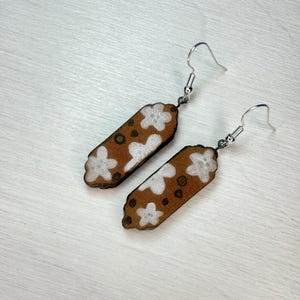 Minimalist Women Earrings With Floral Pattern, Everyday Charming Earrings, Handmade Painting Ukrainian Jewelry, Gift For Her