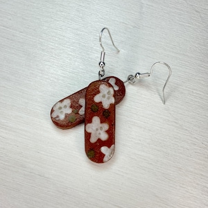 Minimalist Women Earrings With Floral Pattern, Everyday Charming Earrings, Handmade Painting Ukrainian Jewelry, Gift For Her