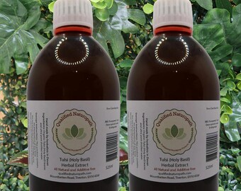 Tulsi (Holy Basil) Herbal Extract - 525ml/1050ml (2x525ml) - In Glass Bottles