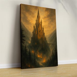Poster Castello Magico, Stampa Artistica, Dipinto della Scuola di Magia, Illustrazione Stampata per Libro, Decorazione da Parete Nerd Dark, Regalo di Stregoneria dell'Accademia
