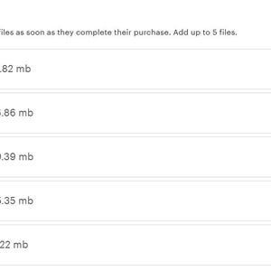Op de afbeelding: Schermafbeelding van een sectie met digitale bestanden met vijf .zip-bestanden. Elk bestand geeft de grootte in megabytes weer. De bestanden zijn gelabeld van 1.zip tot 5.zip, met groottes vari&euml;rend van 5,22 MB tot 19,82 MB.