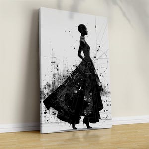 Poster femminista audace, in bianco e nero, con donna alla moda, stampa artistica da parete che incoraggia le donne, decorazione da parete per ragazze, poster con donna nera che si rilassa