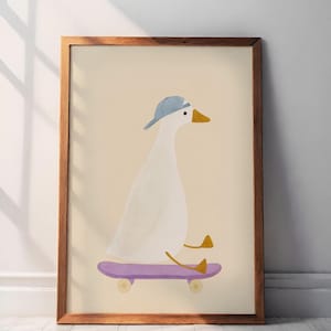 Silly Goose Art Print: Baseball Hat, Sports Nursery Decor (Digital Download)