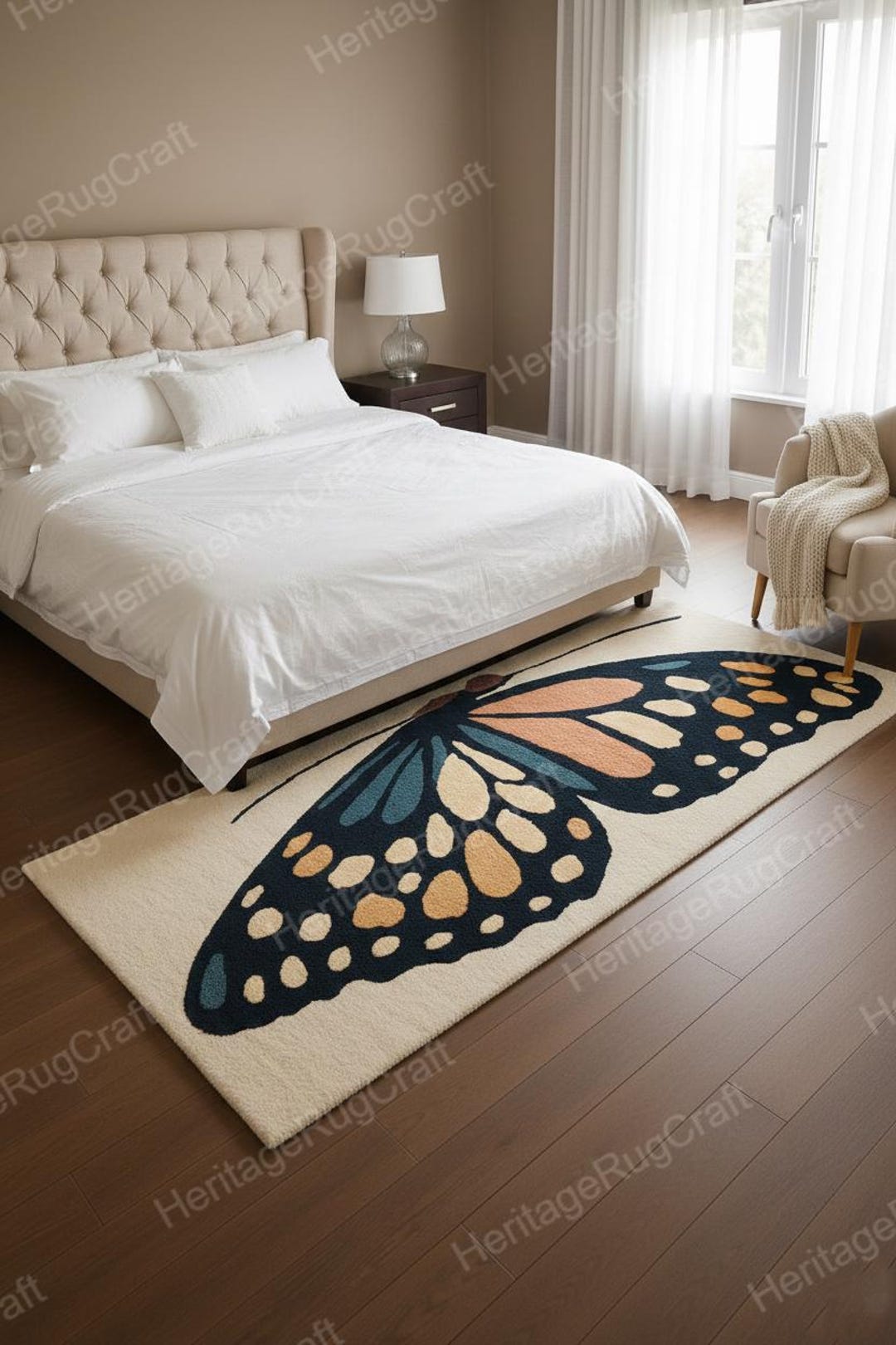 Butterfly Runner Rug Butterfly Runner Rug, Hand Tufted Wool Area Rug for Bedroom Hallway ...