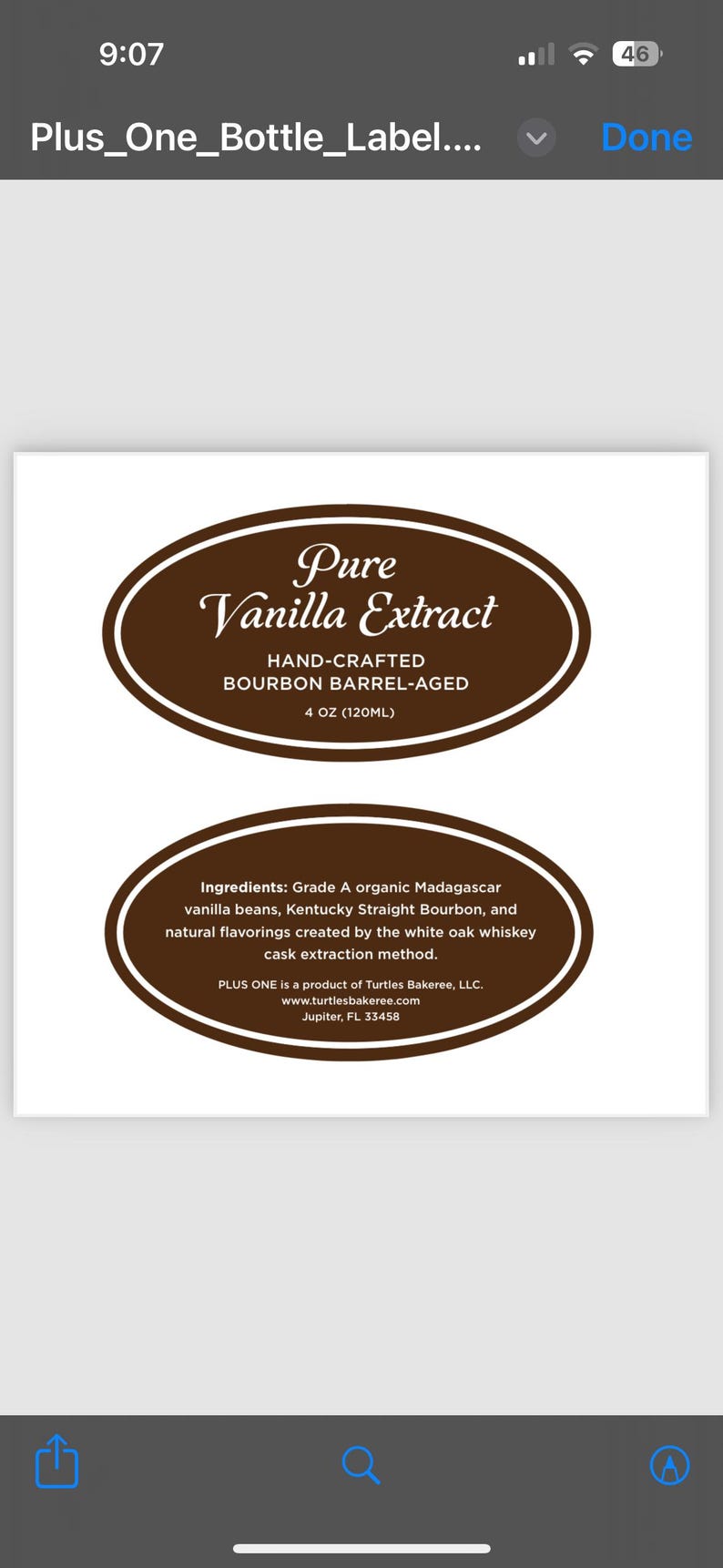 May include: A label for Pure Vanilla Extract, hand-crafted and bourbon barrel-aged. The label is brown with white text, stating the product contains 4 oz (120ml). Ingredients include vanilla beans and Kentucky Straight Bourbon.